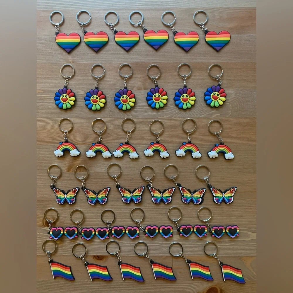 PVC Keychain Colorful Rainbow Style key ring - Picture 2 of 2
